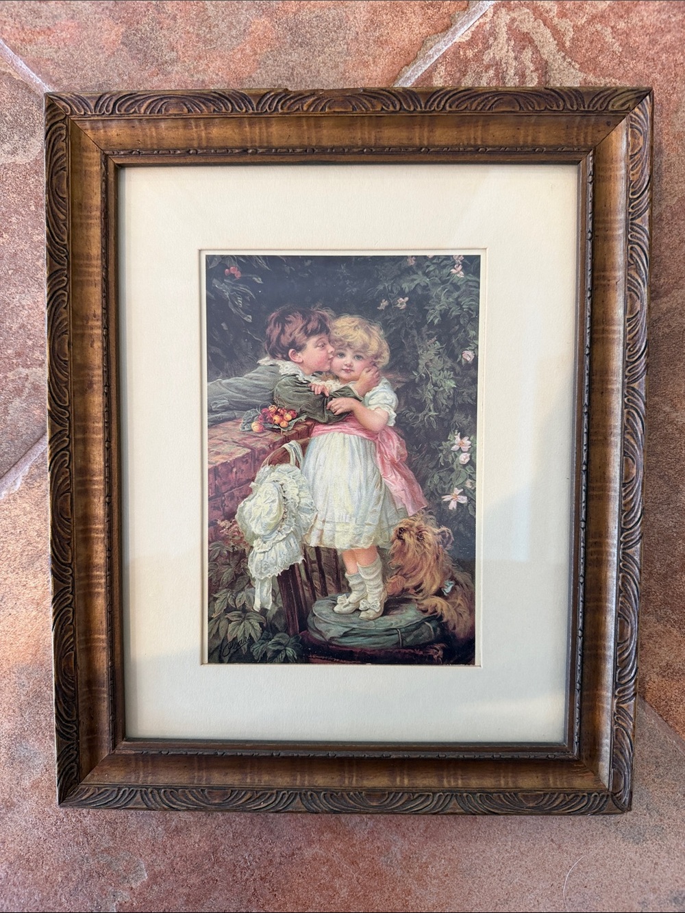 Vintage Frederick Morgan Over the Garden Wall Framed Victorian Art Print.